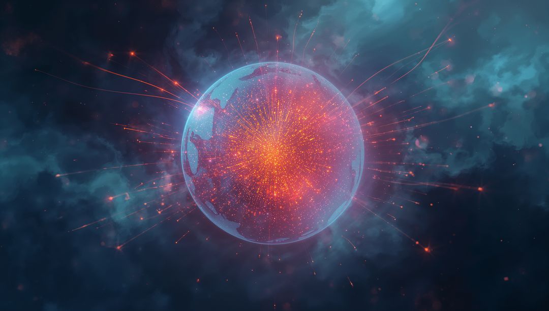 Futuristic Digital Globe with Glowing Connectivity Network