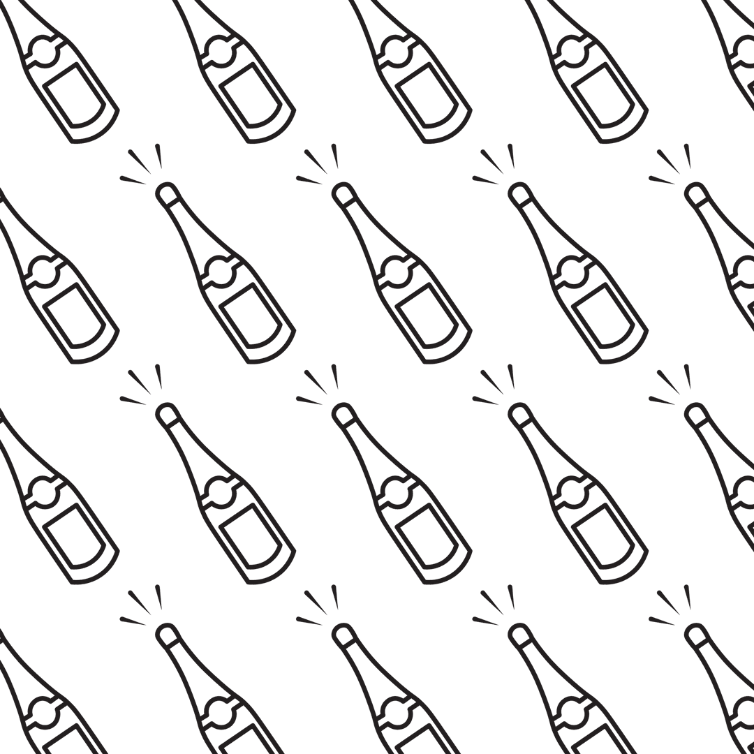 Champagne Bottle Pattern on Transparent Background