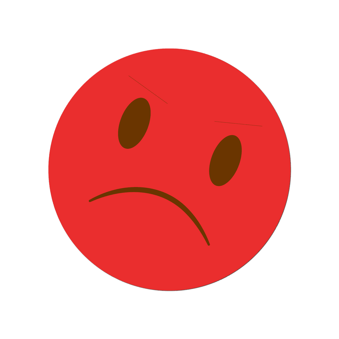 Red Emoji with Frowning Face on Transparent Background