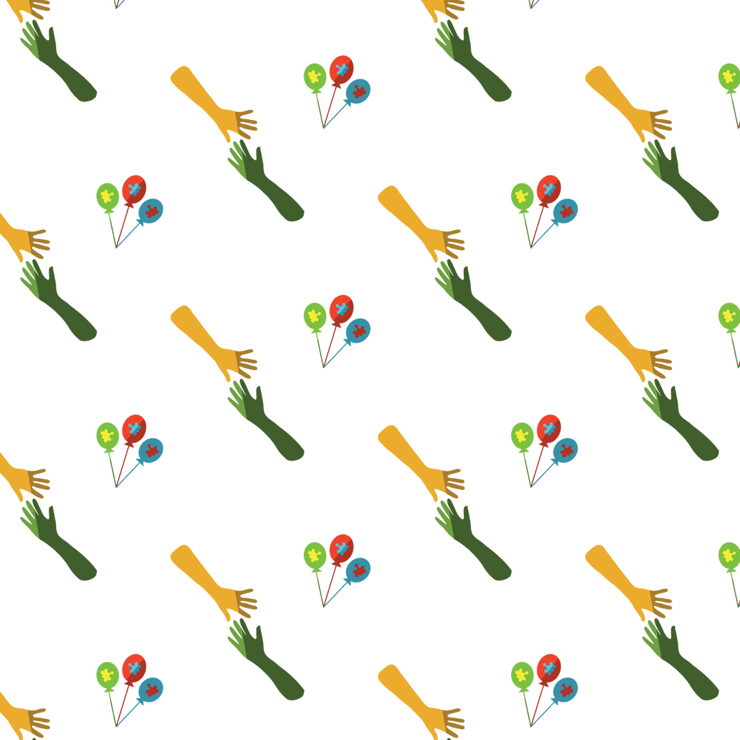 Colorful Hands and Balloons on Transparent Background