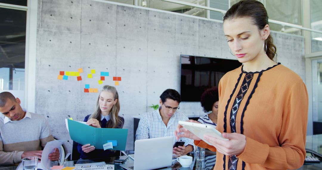 Diverse Professionals Working in Modern Office Setting