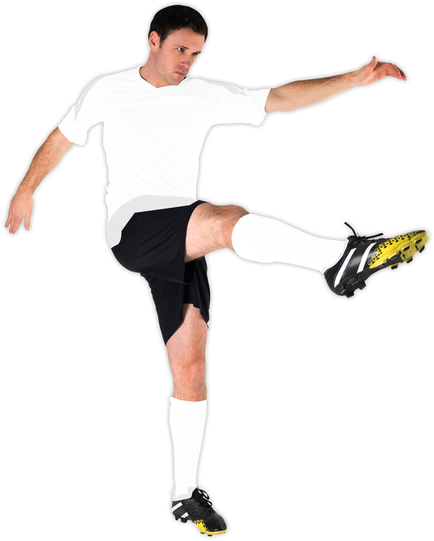 Transparent Football Player Kicking Ball Action Focused Sport - Download Free Stock Images Pikwizard.com