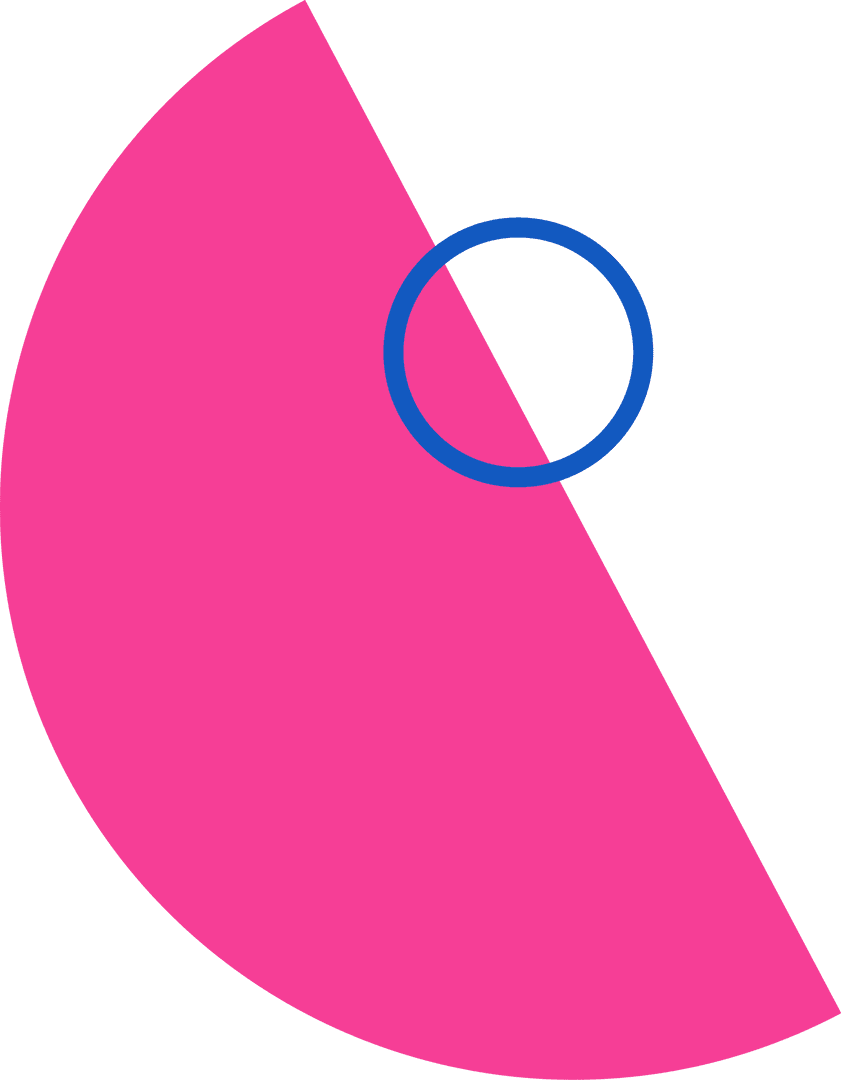 Modern Pink Semi-Circle Overlapping Blue Ring on Transparent Background