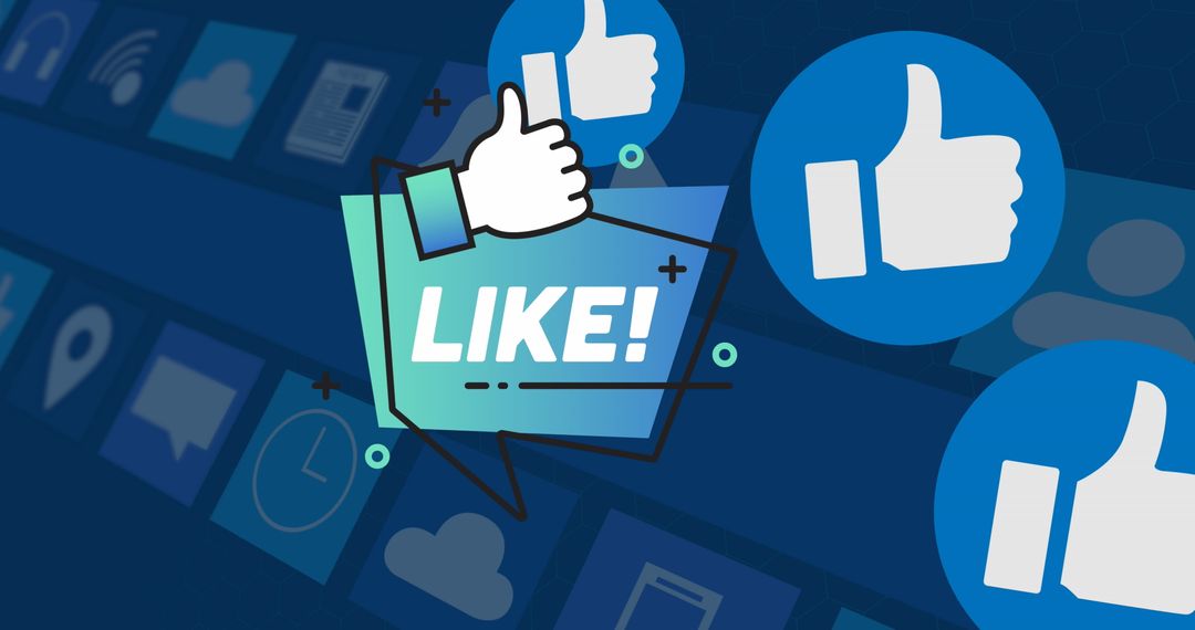 Social Media Like Icons over Digital Interface Background