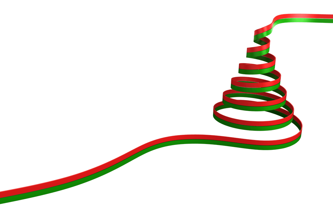 Ribbon Christmas Tree on Transparent Background