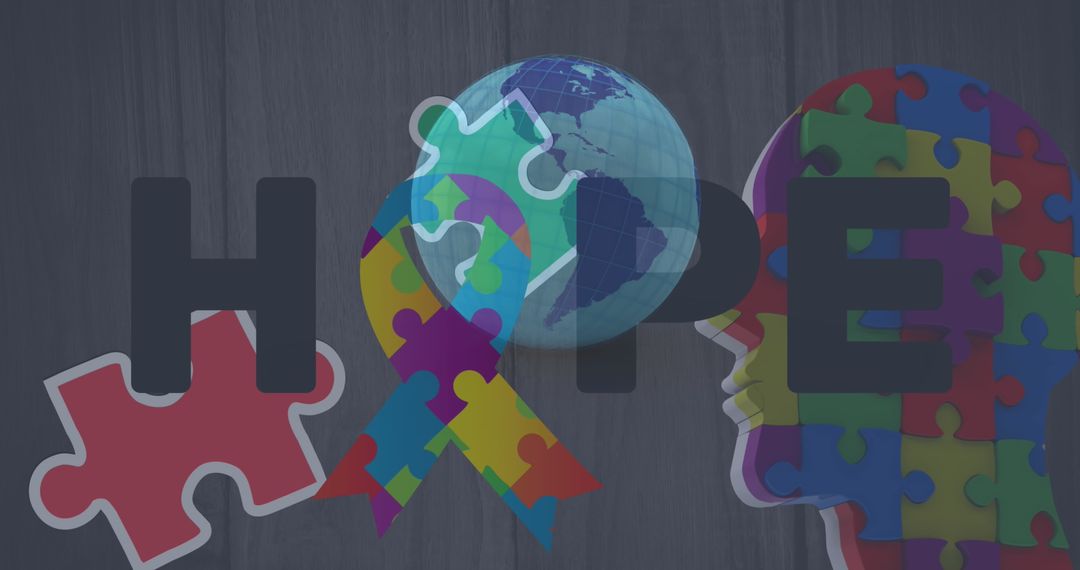 Autism Awareness Concept with Puzzle Pieces and Globe