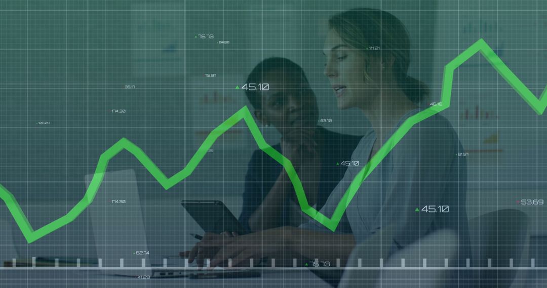 Businesswomen Analyzing Growth Chart in Meeting Room - Free Images, Stock Photos and Pictures on Pikwizard.com