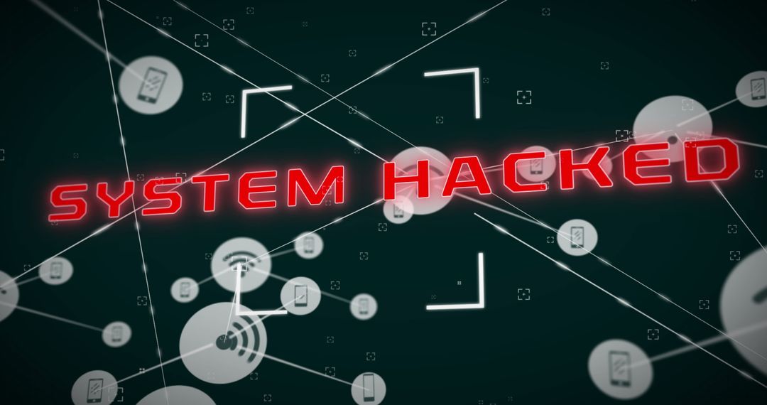 Red Neon System Hacked Message on Digital Network Background - Free Images, Stock Photos and Pictures on Pikwizard.com