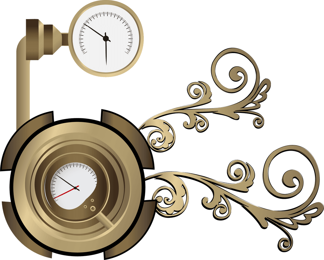 Transparent Steampunk Gauge Assembly with Swirling Filigree