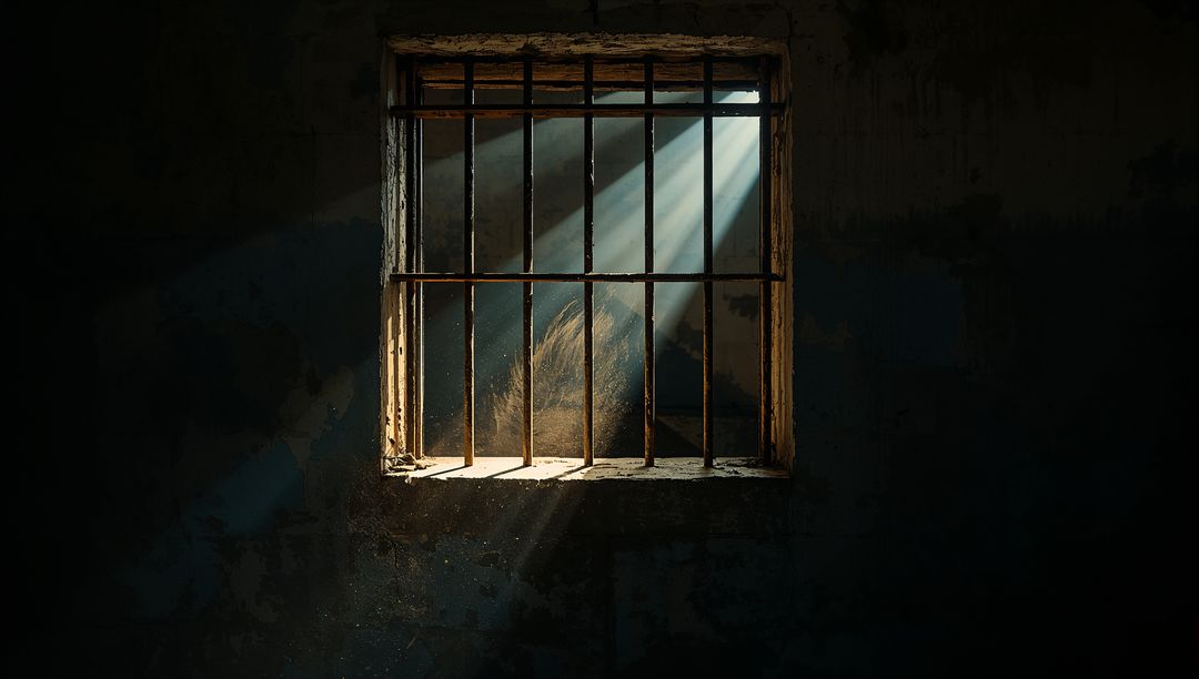 Sunlight Through Bars in Abandoned Prision Cell