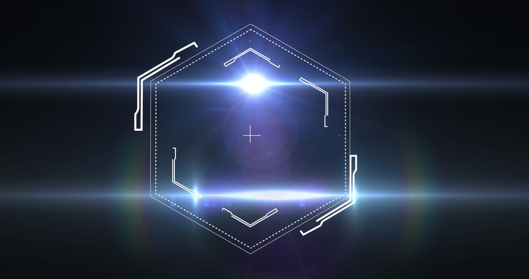 Futuristic Hexagon Shape with Bright Digital Technology Elements