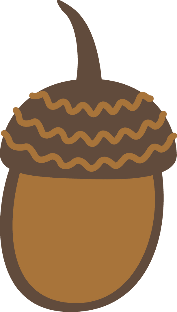 Minimalist Acorn Illustration with Wavy Cap on Transparent Background