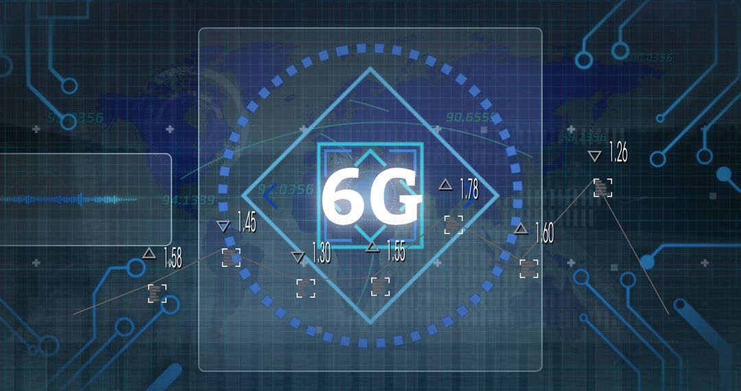 Futuristic 6G Technology Abstract Data Interface Background