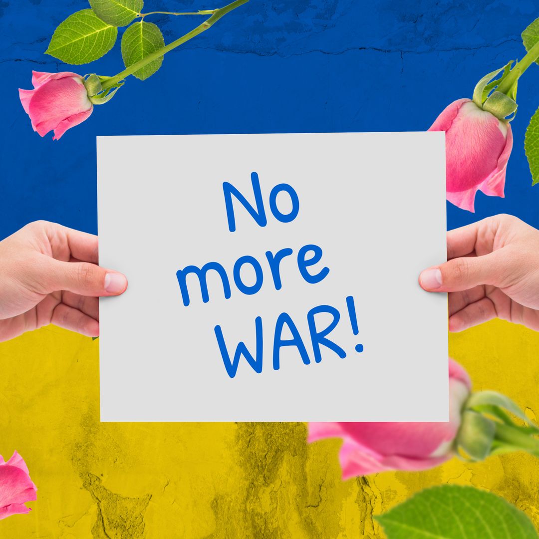 Peace Campaign for Ukraine with War Protest Sign