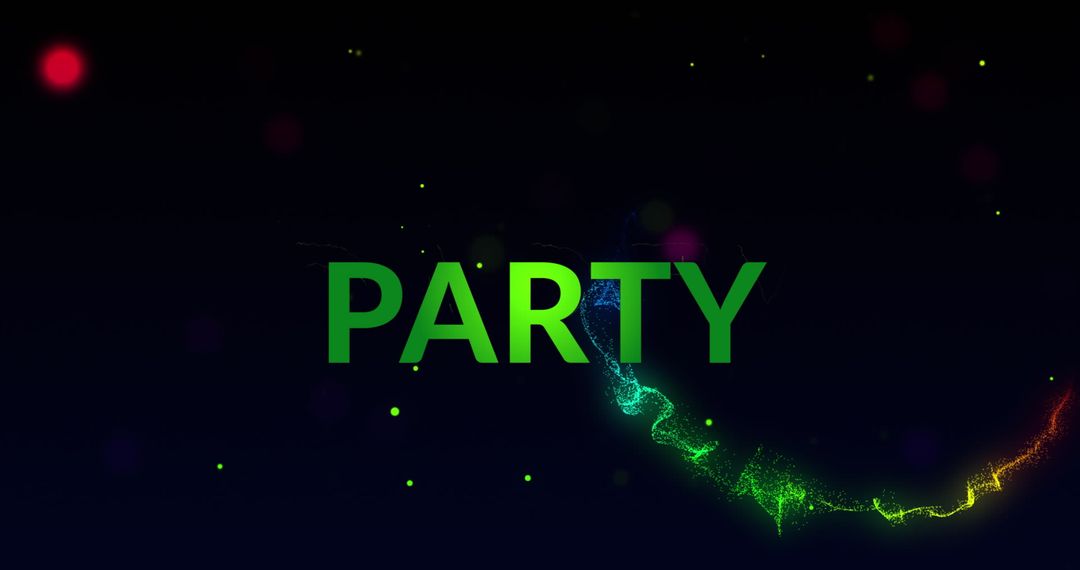 Colorful Party Text Design with Digital Waves