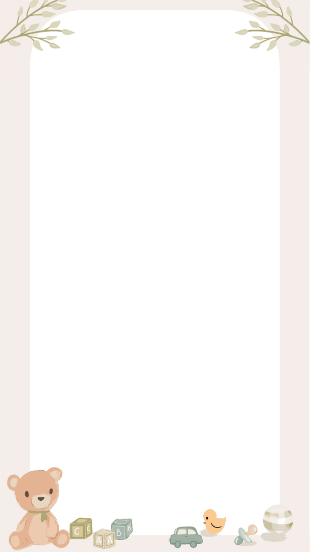 Charming Baby-Themed Frame with Toys on Transparent Background