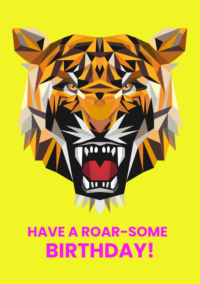 Colorful Geometric Tiger Graphic for Roar-some Birthday Card - Download Free Stock Templates Pikwizard.com