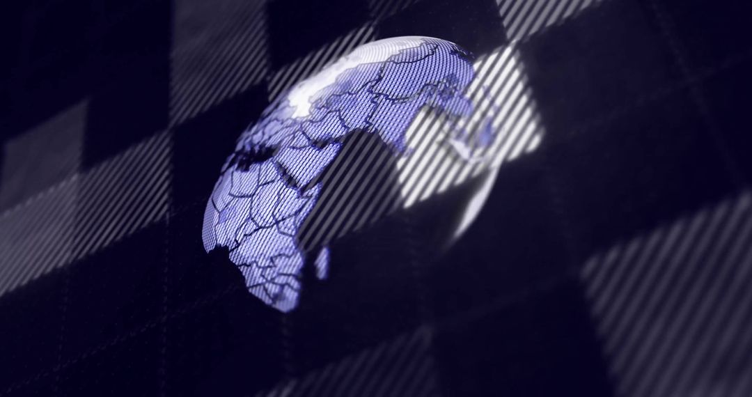 Digital Data Processing with Globe on Black Background