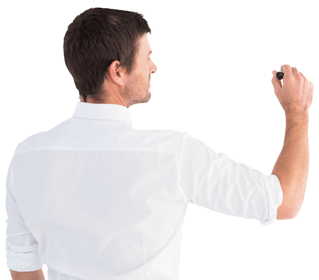 Transparent Background Businessman Writing Fast Motion