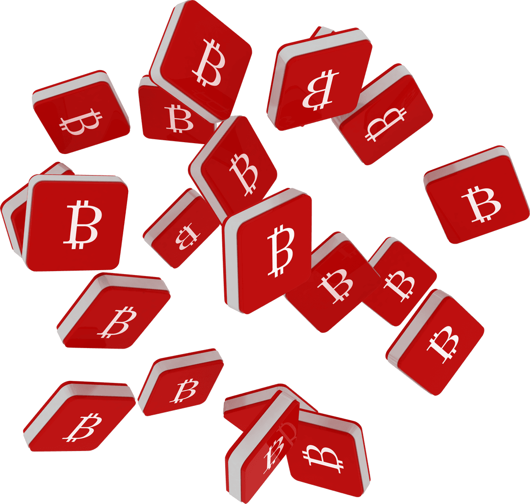 Bitcoin Symbols on Floating Red Squares Transparent Background - Download Free Stock Images Pikwizard.com
