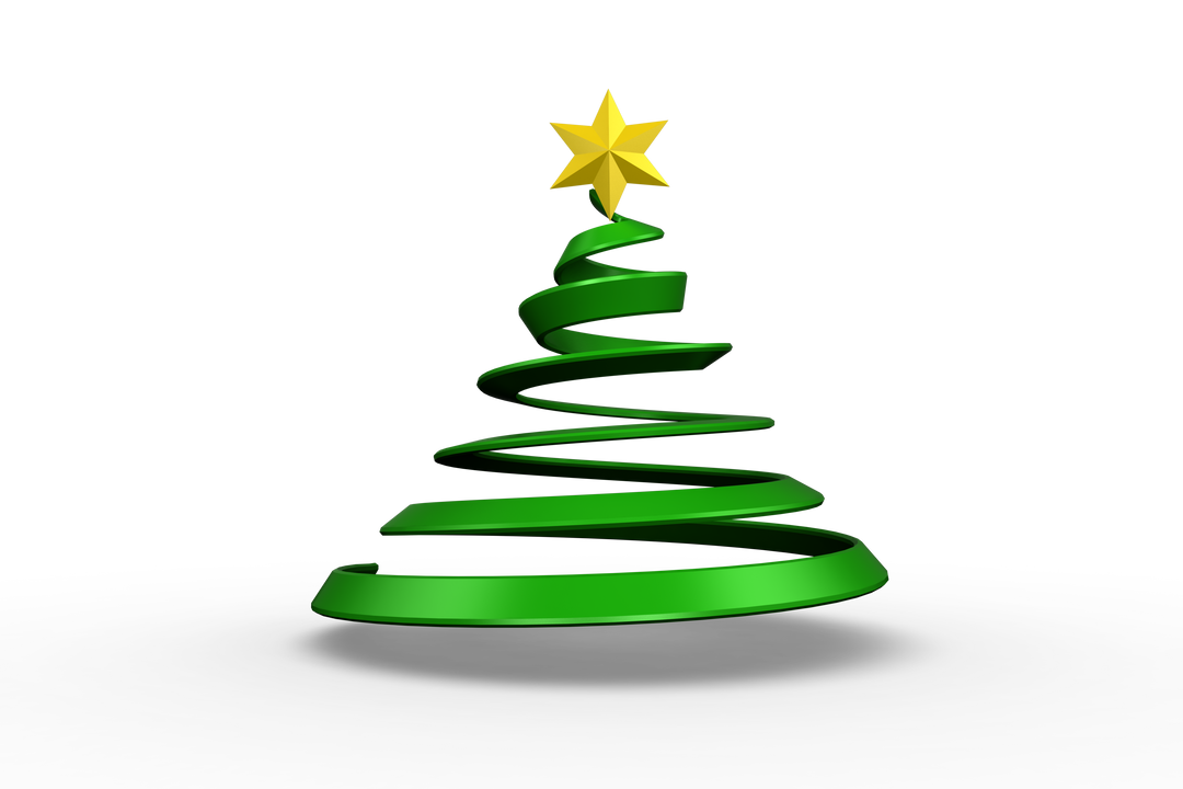 Digital Illustration of Spiral Christmas Tree with Star on Transparent Background - Download Free Stock Images Pikwizard.com