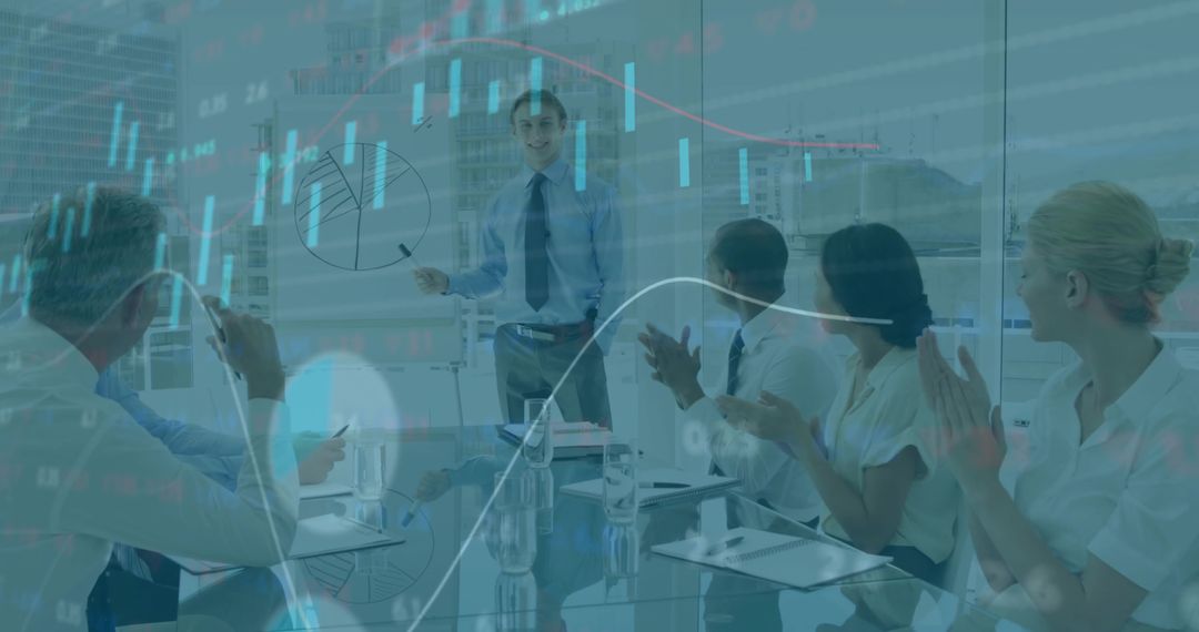 Presenter Highlights Data on Board in Modern Conference Room