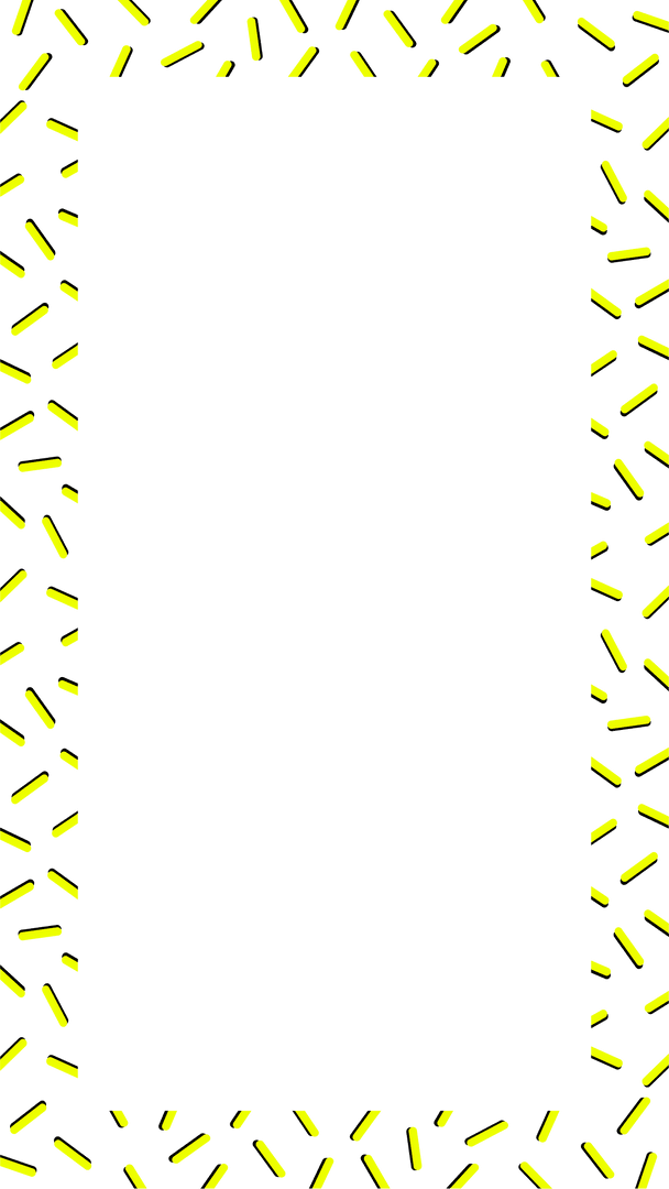 Yellow Dash Border with Sprinkles Pattern on Transparent Background