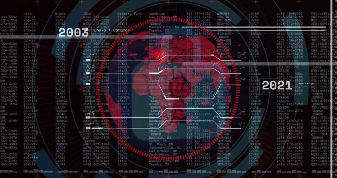 Digital Interface with Holographic World Map and Security Data Visualization