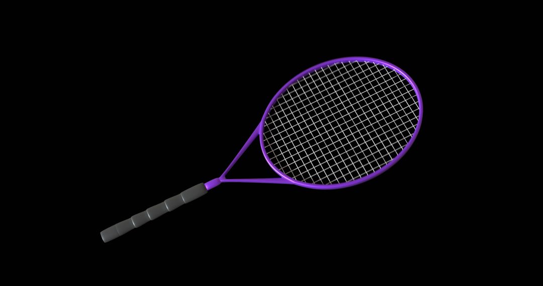 Purple Tennis Racket on Black Background