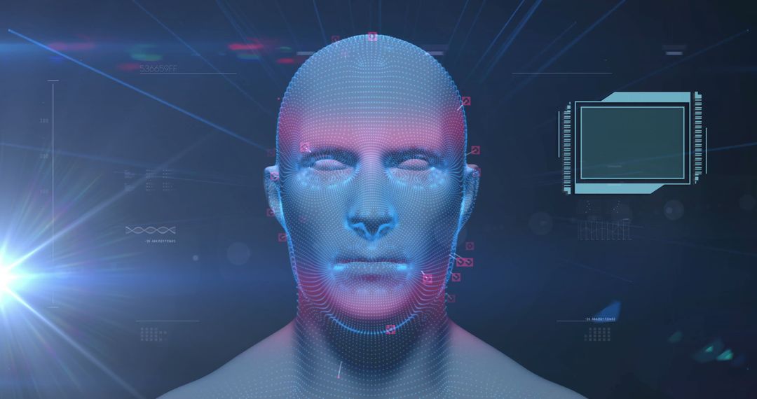 Digital Human Representation with AI Data Overlay in Futuristic Concept