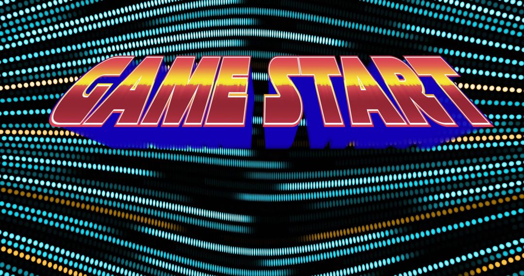 Game Start 3D Neon Text Over Futuristic Digital Grid