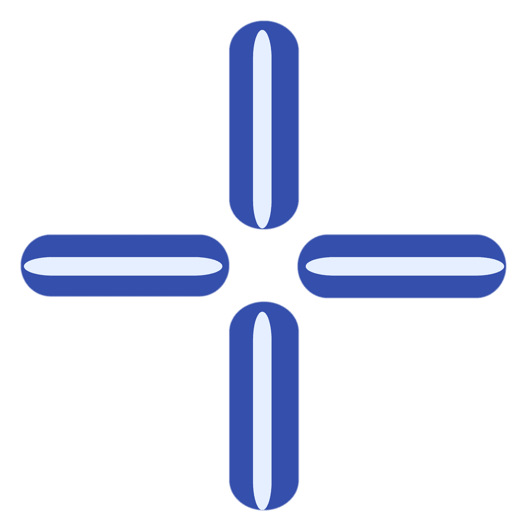 Transparent Plus Sign Composed of Blue Capsules