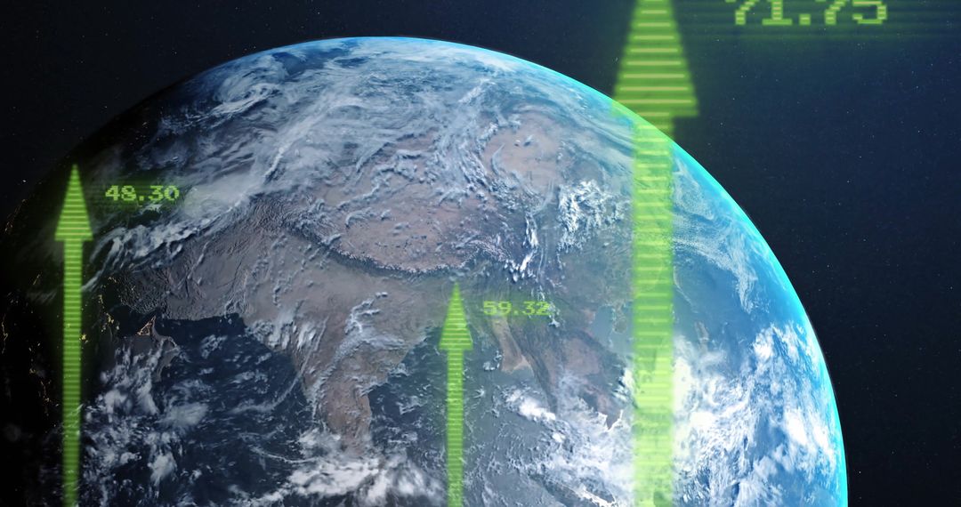 Global Data Connectivity Visualized with Digital Arrows Over Earth