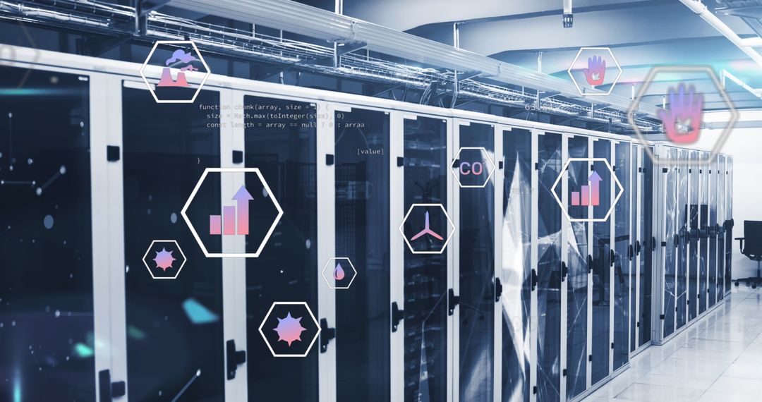 Advanced Technology Icons on Server Racks in Data Center