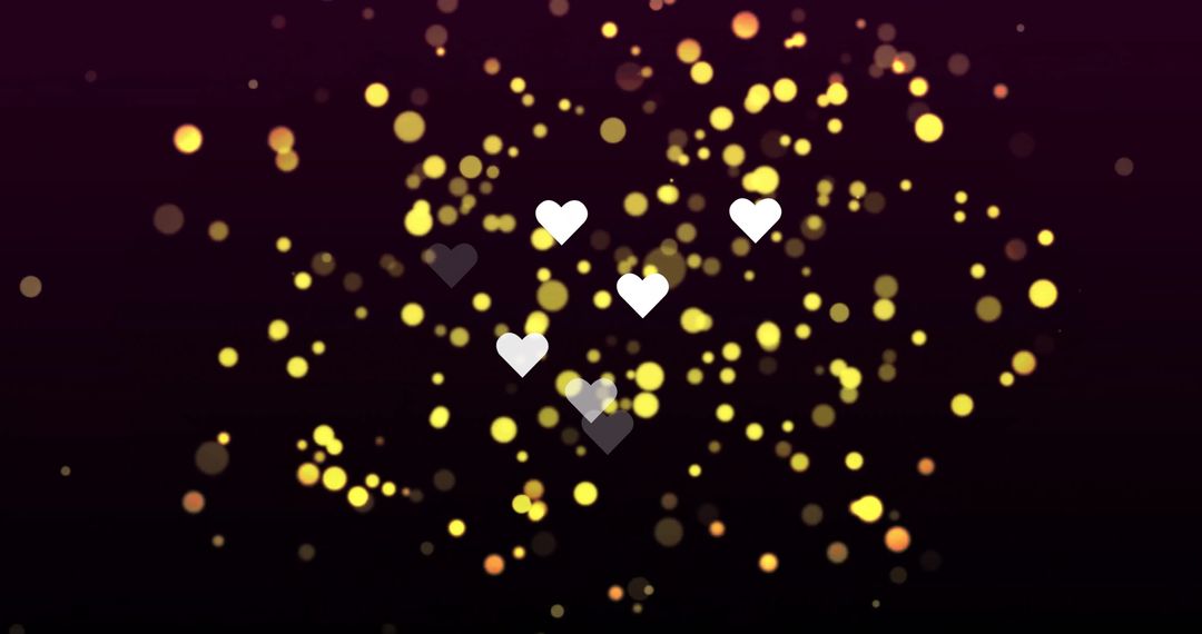 Heart Shapes with Glowing Circles on Black Background