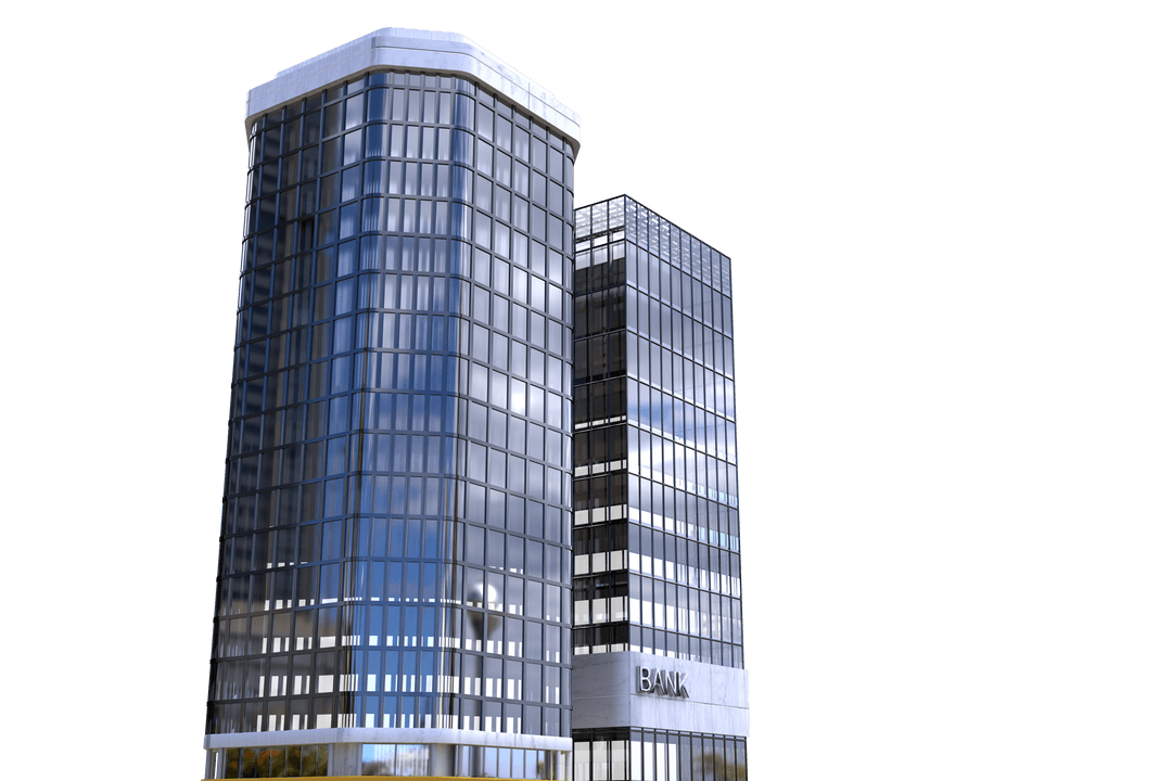 Modern Glass Bank Building Transparent Facade Architecture