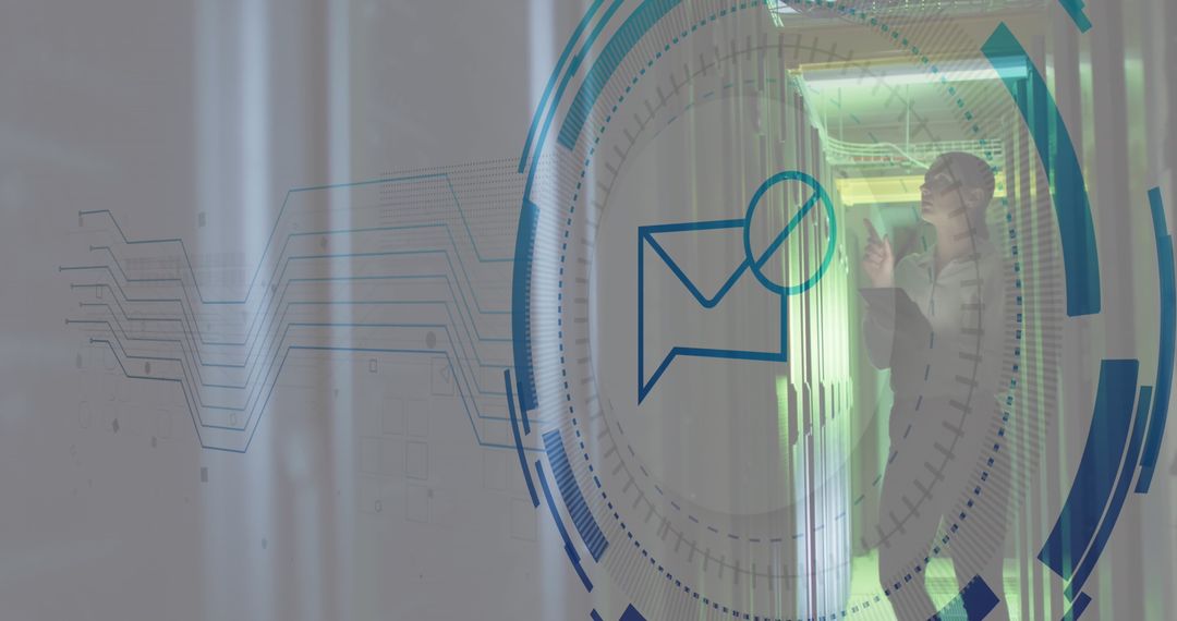 Engineer Analyzing Cybersecurity in Data Center