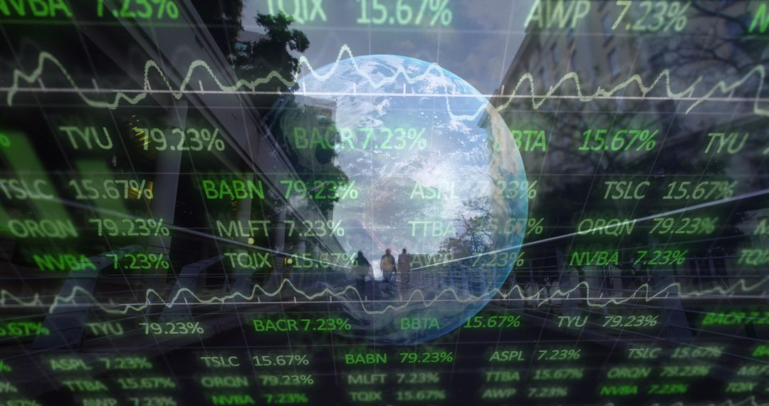 Global Finance Technology with Earth and Market Data Overlay