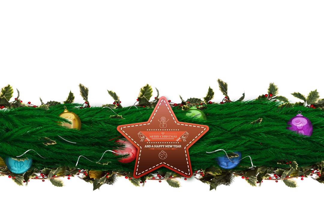 Transparent Christmas Garland with Fir Branches and Colorful Ornaments - Download Free Stock Images Pikwizard.com