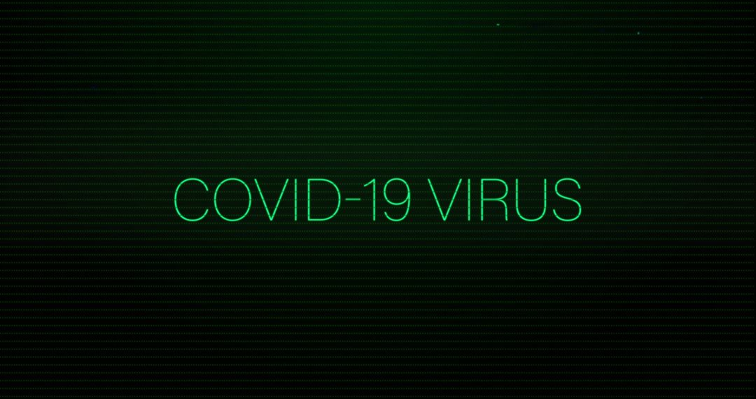 Glowing Digital Warning: COVID-19 Virus Text on Screen