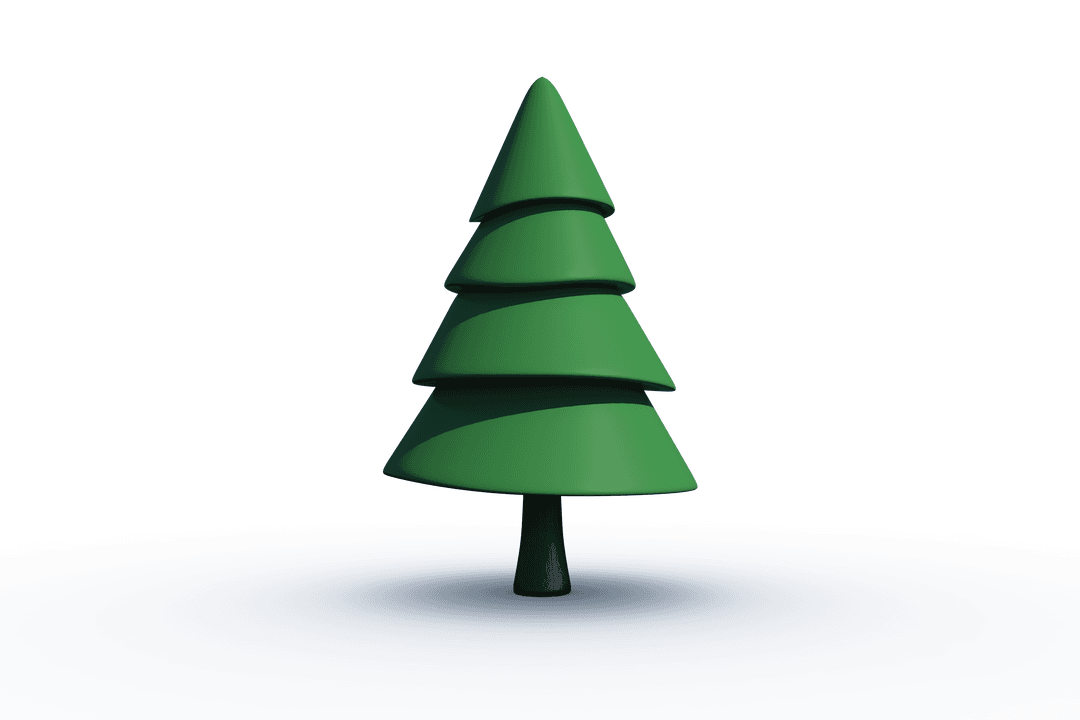 Simple Green Christmas Tree Illustration on Transparent