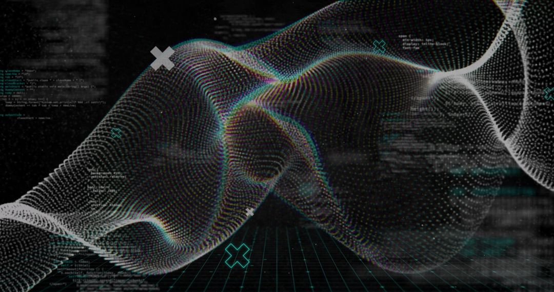 Abstract Digital Wave and Cybersecurity Code Visualization