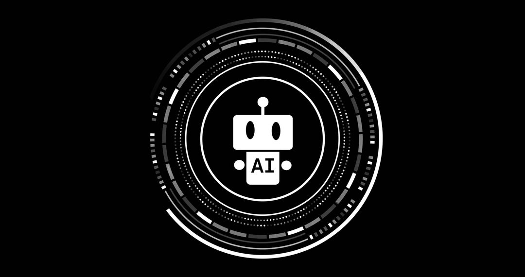 AI Robot Icon in Futuristic Digital Interface