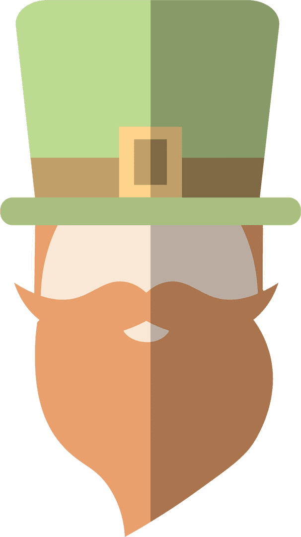 Leprechaun Hat and Orange Beard Transparent Backdrop PNG