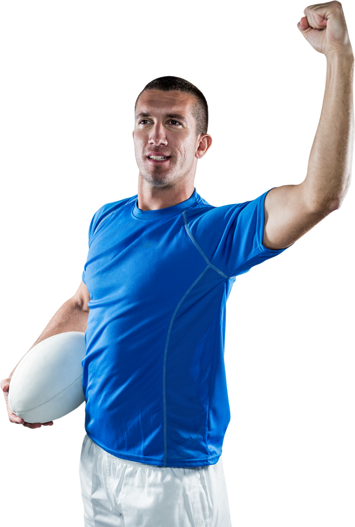 Confident Rugby Player Holding Ball Flexing Muscles on Transparent Background - Download Free Stock Images Pikwizard.com