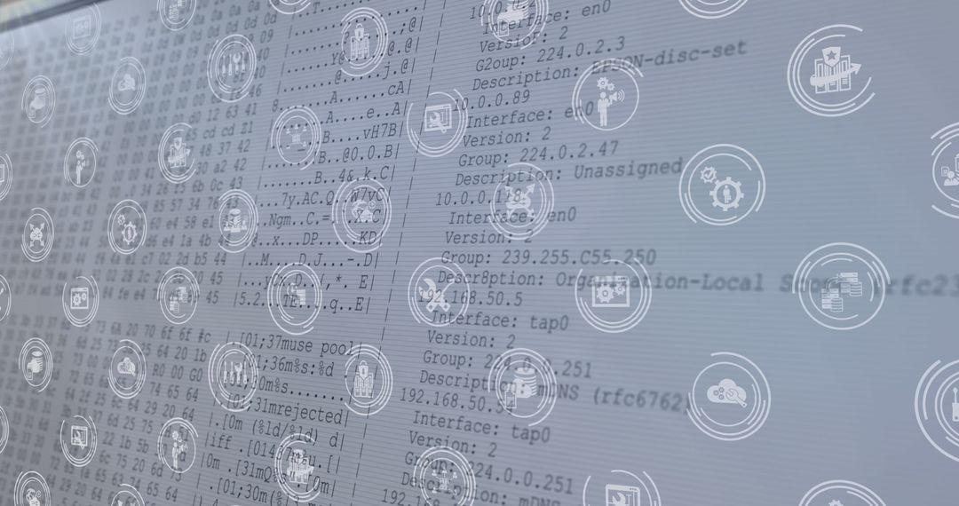 digital icons overlaid on data processing interface - Free Images, Stock Photos and Pictures on Pikwizard.com