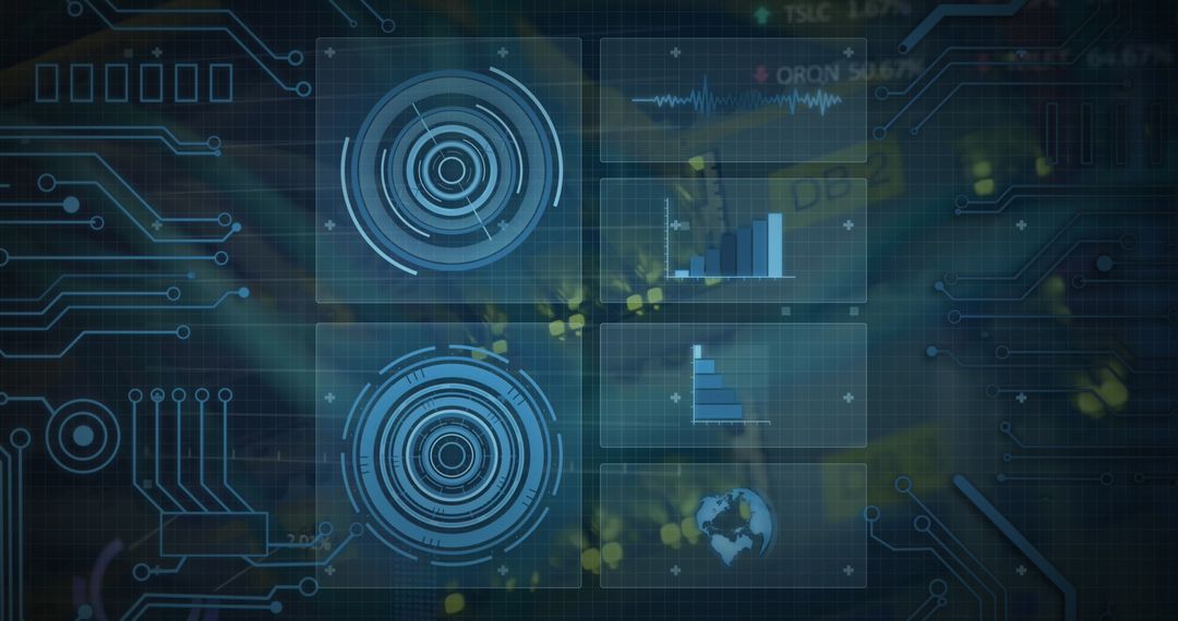 Futuristic Digital Interface with Circuit Graphics