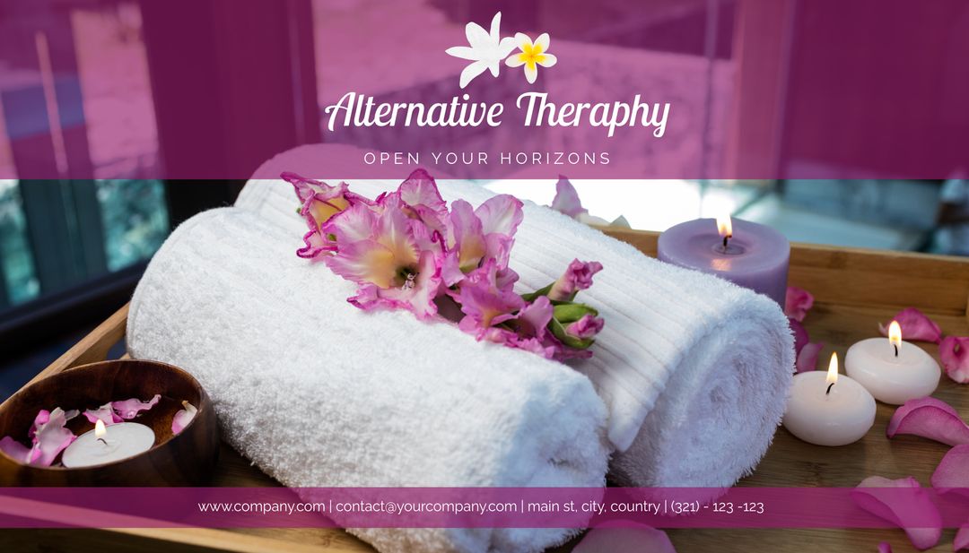 Luxury Spa Setting with Roll Towels, Flowers, and Candles for Relaxation