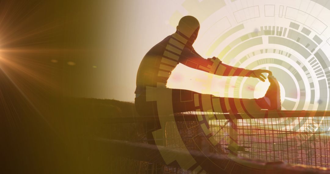 Digital Technology Overlay on Outdoor Workout Routine