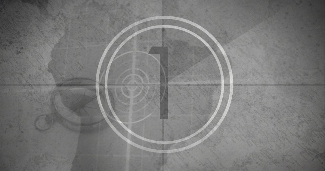 Number One on World Map with Digital Scanner and Compass Overlay